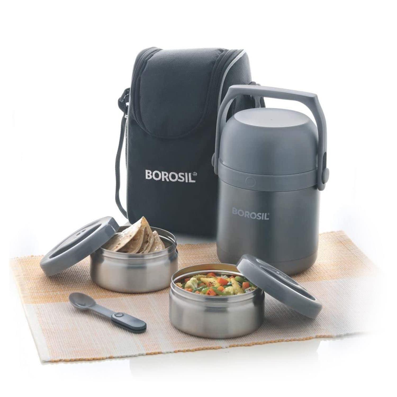 Borosil Hot-N-Fresh Stainless Steel Insulated Lunch Box, Set of 2, 420ml بوروسيل لانش بوكس معزول من الستانلس ستيل من هوت ان فريش، مجموعة من قطعتين، 420 مل Borosil Hot-N-Fresh Stainless Steel Insulated Lunch Box, Set of 2, 420ml بوروسيل لانش بوكس معزول من الستانلس ستيل من هوت ان فريش، مجموعة من قطعتين، 420 مل